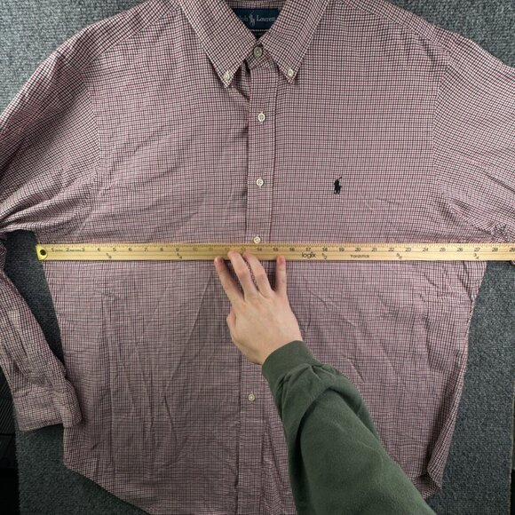 Ralph Lauren Long Sleeve Button Up Shirt Red Black Check Classic 17.5 34/35 Men - Picture 5 of 12